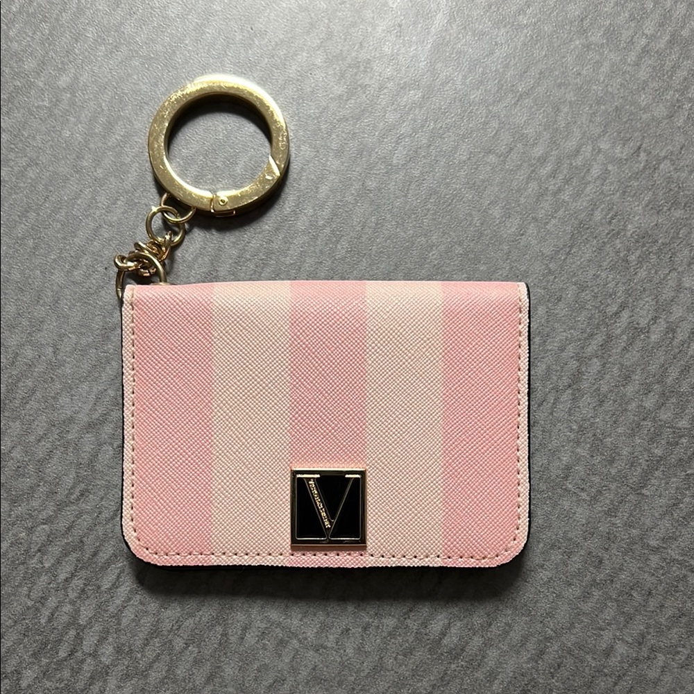 Victoria's Secret Pink and Gold Card Holder with Key Ring